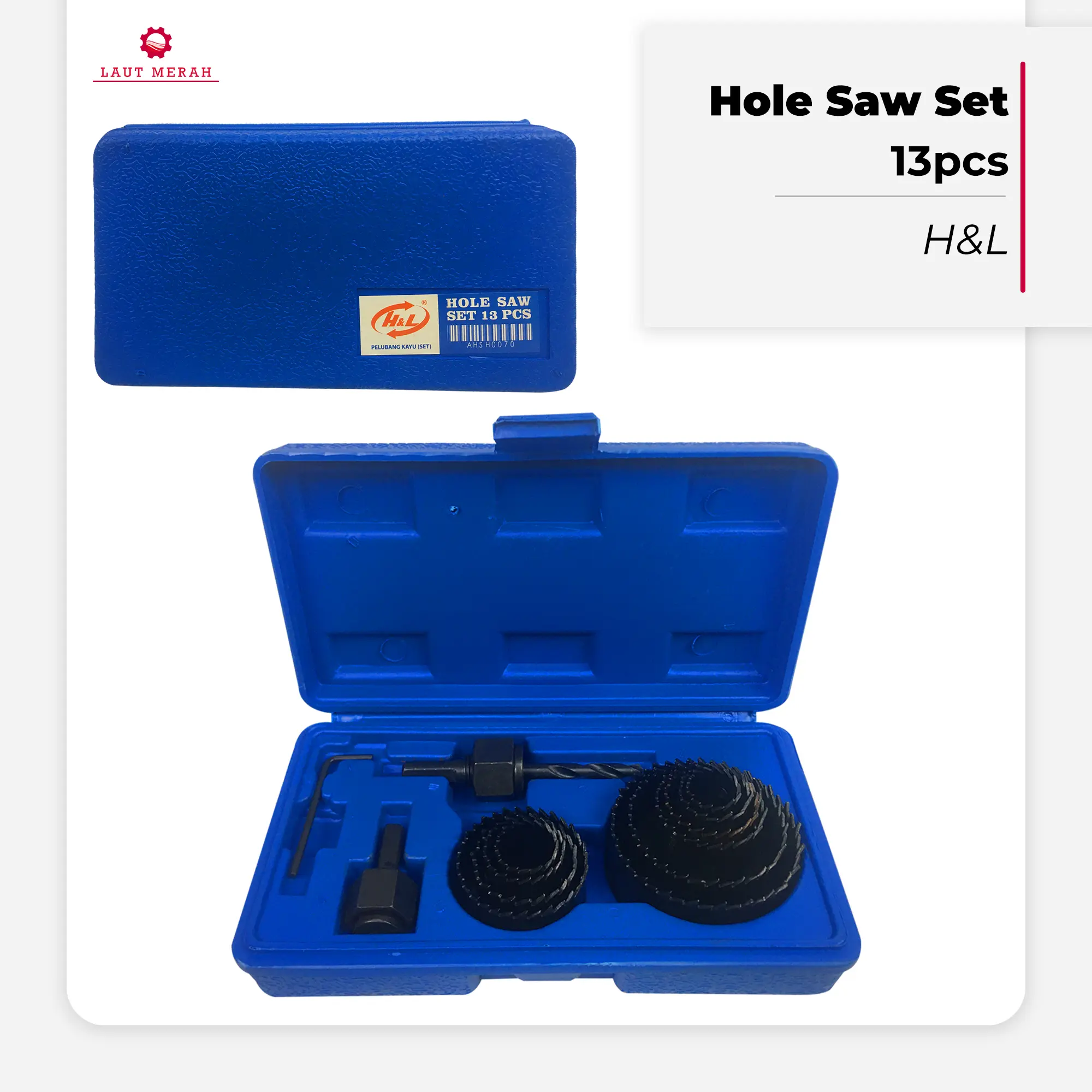 HL PROMO 13 SET Holesaw Kit Hole Saw Kit Mata Bor Kayu H & L