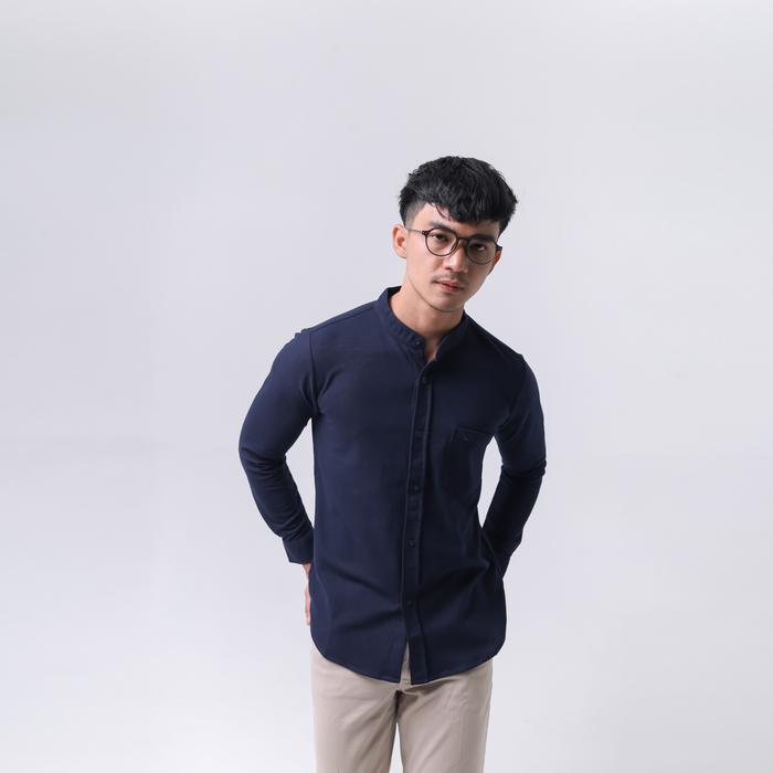 Gambar iNeat Kent Navy Long Sleeve Slimfit Pique Shirt - S dari iNeat Kota Administrasi Jakarta Timur Tokopedia