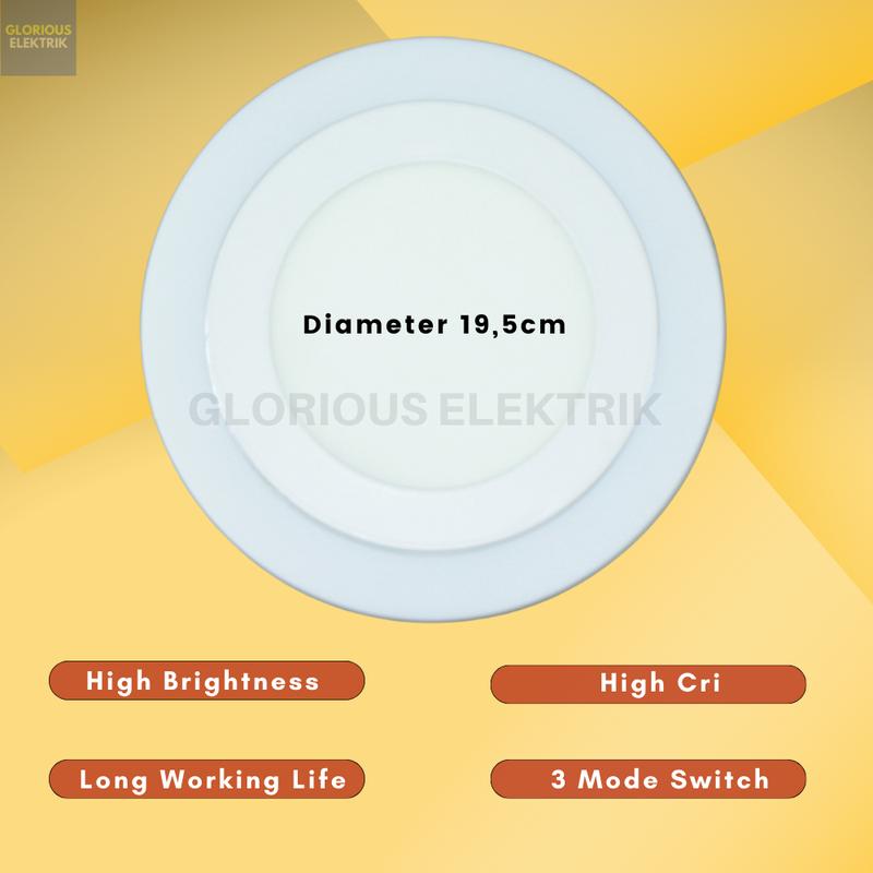 Lampu Downlight Panel LED Inbow Bulat Kotak 2 Warna 12 + 4 Watt 2