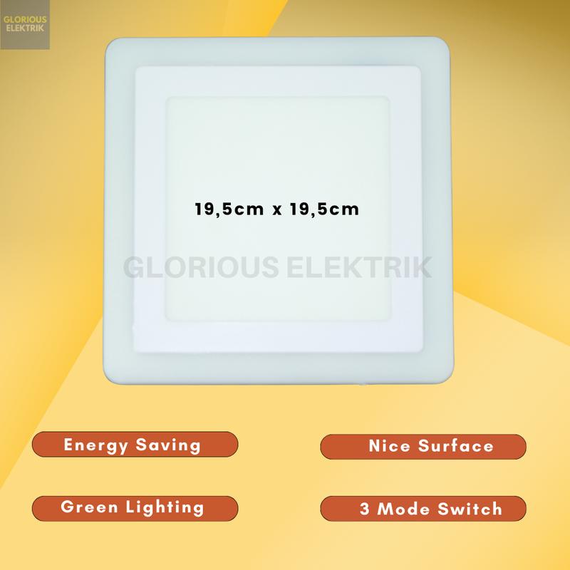 Lampu Downlight Panel LED Inbow Bulat Kotak 2 Warna 12 + 4 Watt 3