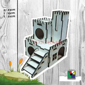 Rumah Hamster tingkat kayu + dispenser