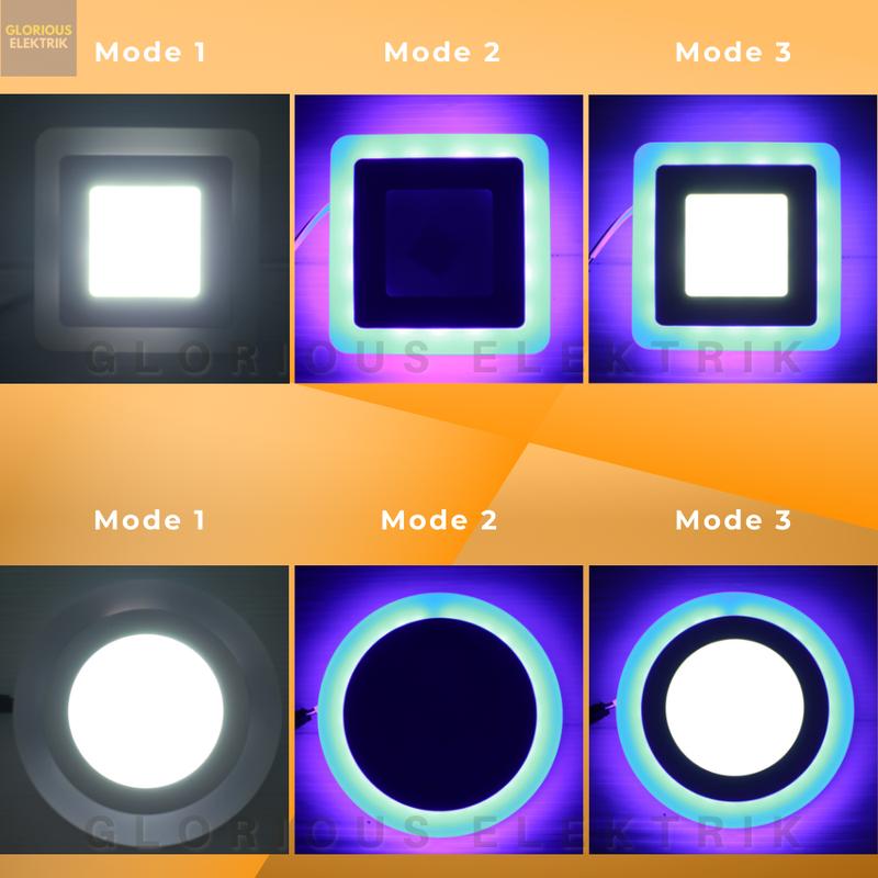 Lampu Downlight Panel LED Inbow Bulat Kotak 2 Warna 12 + 4 Watt 5