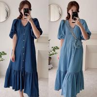 Gambar Dress Wanita Korean Style Soft Jeans ICONZ Import Puff (3425/00464) dari ICONZ Clothing Kota Administrasi Jakarta Utara 1 Tokopedia