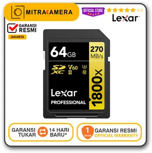 Lexar 64GB Professional 1800x SDXC UHS-II Memory Card / SD Card 64GB