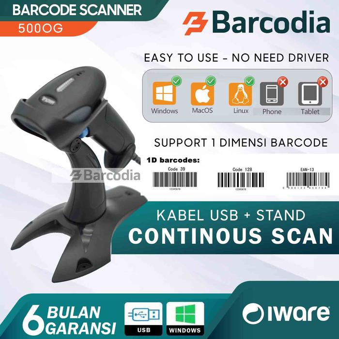 Gambar SCANNER IWARE IE-500GN Barcode Scanner Laser Tangan 1D USB best for JNE-JNT Support Android dari Barcodia Kota Administrasi Jakarta Pusat Tokopedia