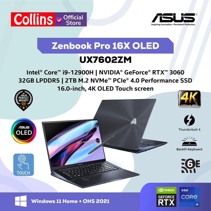 Gambar ASUS Zenbook Pro 16X OLED UX7602ZM i9-12900H RTX3060 32GB 2TB 4K W11 dari Collins Official Kota Administrasi Jakarta Utara Tokopedia