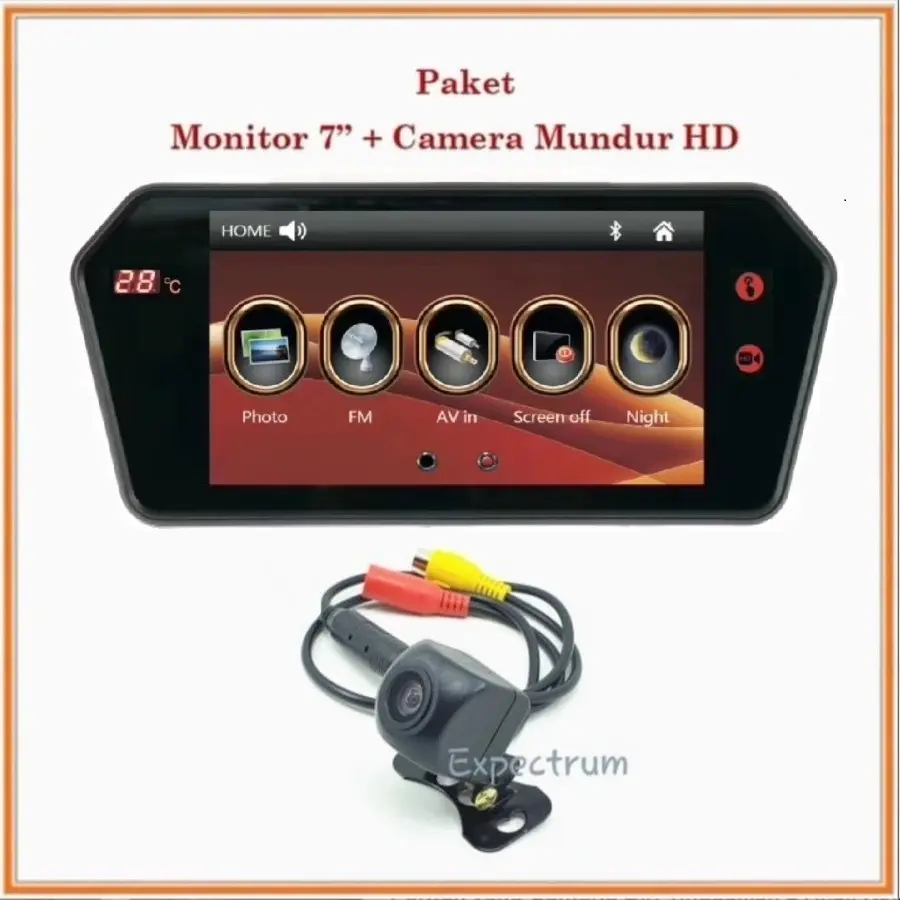 Monitor Mirror TFT Parking 7" MP5 - PAKET Kc Spion Mbl & Kamera CCD HD