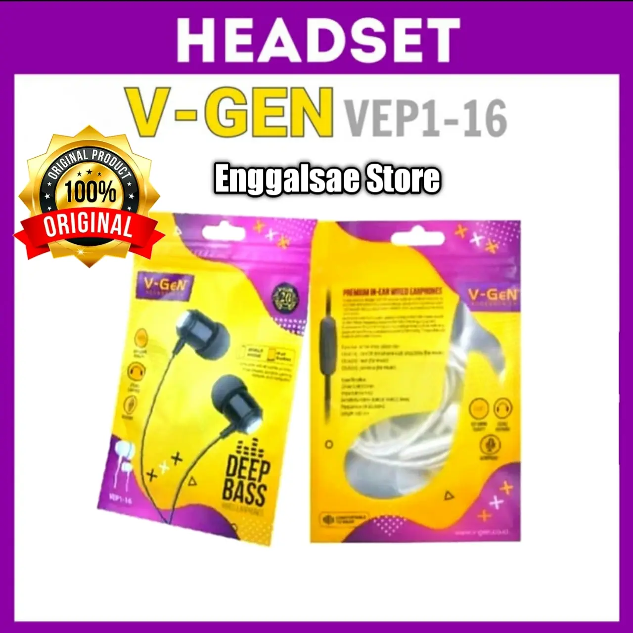 Earphone Headset V-GeN VEP1-16 DEEP BASS Vgen Not Handfree Robot RE20
