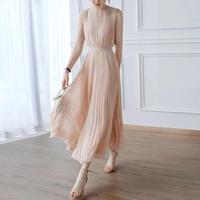 Gambar Midi Long Dress Peach Pink Soft Plisket Flowy Elegant Import VCN - S dari SNB Catwalk Kab. Tangerang 1 Tokopedia