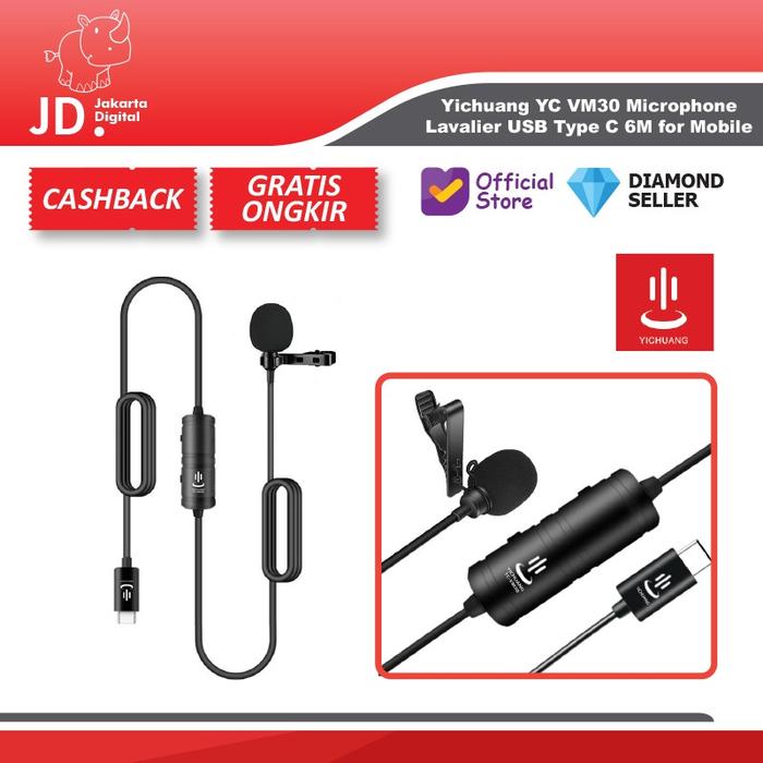 Gambar Yichuang YC VM30 Microphone Lavalier USB Type C 6M for Mobile Black dari Jakarta Digital 8 Kota Administrasi Jakarta Pusat Tokopedia