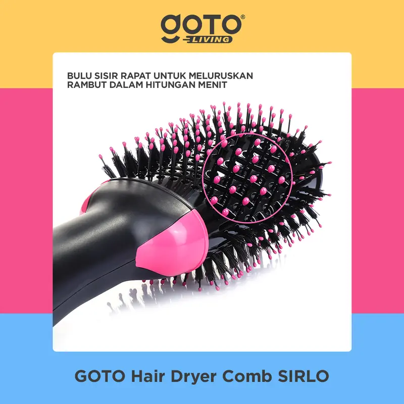 Goto Sirlo Hair Dryer Comb Sisir Blow Pelurus Curly Pengering Rambut 4