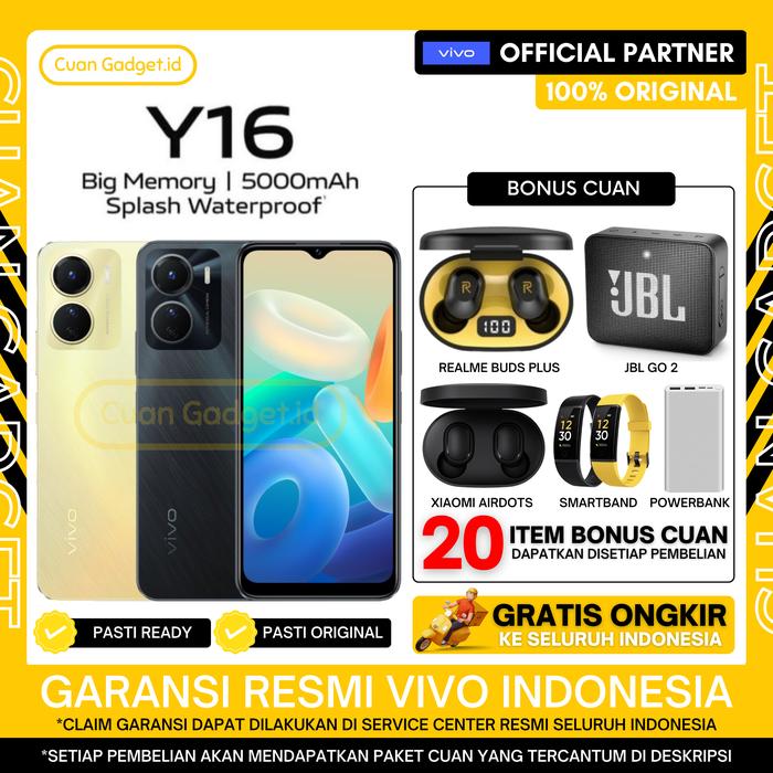Gambar VIVO Y16 3/64 VIVO Y 16 3/32 GARANSI RESMI INDONESIA - GOLD 3/32, TANPA BONUS dari Cuan Gadget.id Kota Bekasi Tokopedia