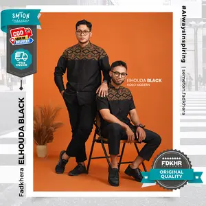 Kemeja Batik Fadkhera ELHOUDA BLACK koko modern batik hitam pria