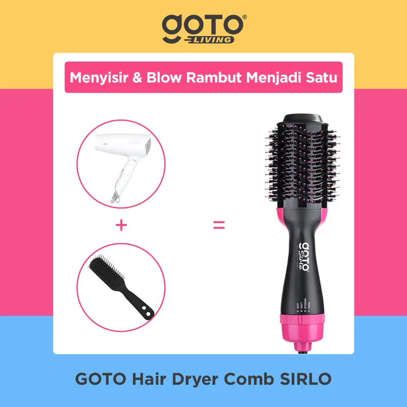 Goto Sirlo Hair Dryer Comb Sisir Blow Pelurus Curly Pengering Rambut 1