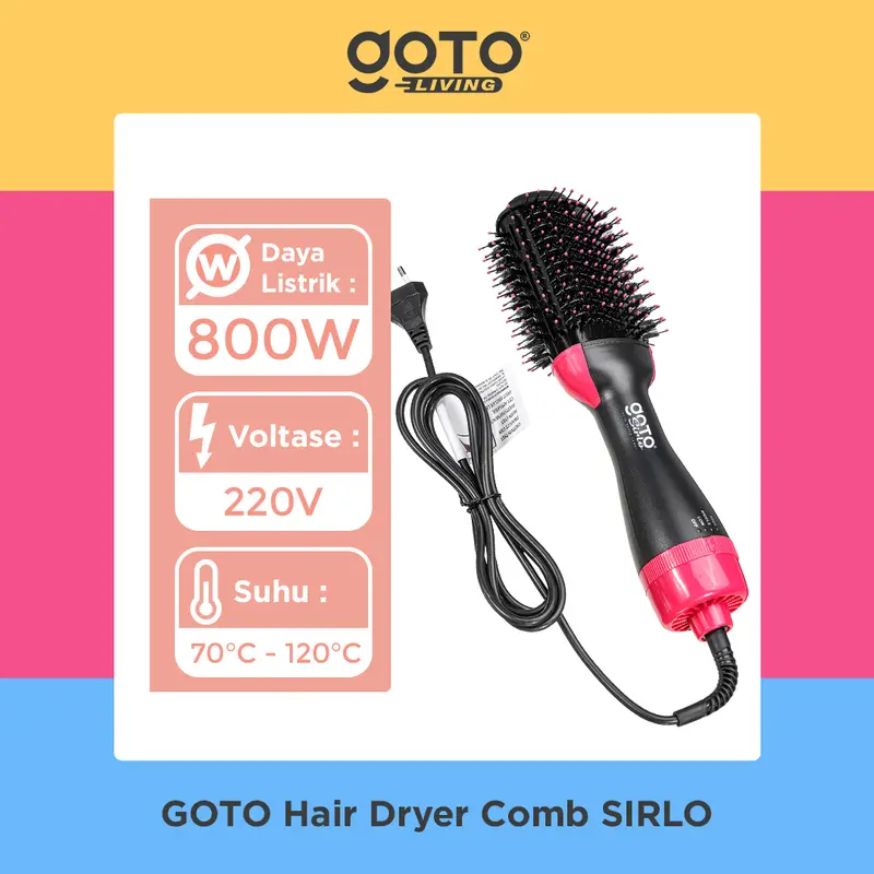 Goto Sirlo Hair Dryer Comb Sisir Blow Pelurus Curly Pengering Rambut 5