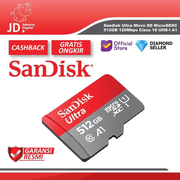 Gambar Sandisk Ultra Micro SD MicroSDXC 512GB 150Mbps Class 10 UHS-I A1 dari Jakarta Digital 8 Kota Administrasi Jakarta Pusat Tokopedia