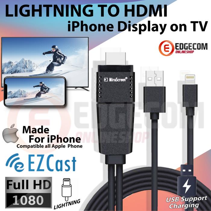 Gambar Mirascreen Kabel Lightning to HDMI TV Mirroring lphone- lpad to TV dari Edgecom Kota Administrasi Jakarta Pusat Tokopedia