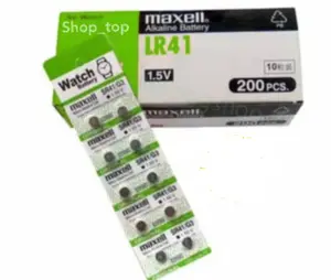 Baterai Lithium Jam Kancing bulat AG3 LR41 SR41 Maxell LR 41
