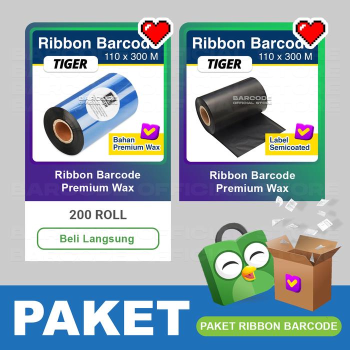 Gambar Paket Ribbarcode Semicoated 80x50 mm + Ribbon Premium Wax 110x300 M dari Barcode Store Solutions Kota Administrasi Jakarta Pusat Tokopedia
