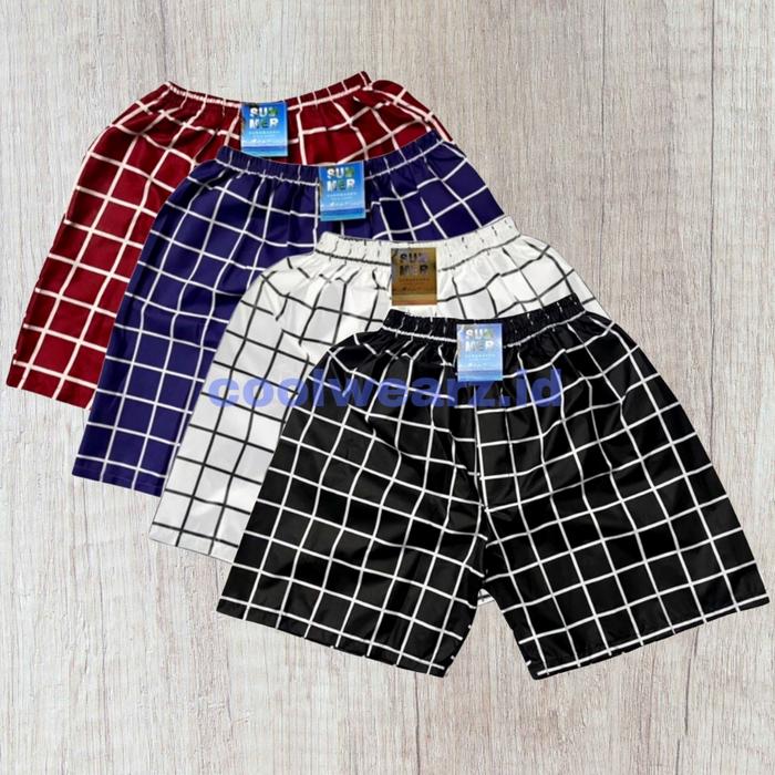 Gambar Celana Boxer Motif Kotak | Celana Pendek Santai | Bahan Cotton Lembut dari HFLS Kota Bandung Tokopedia