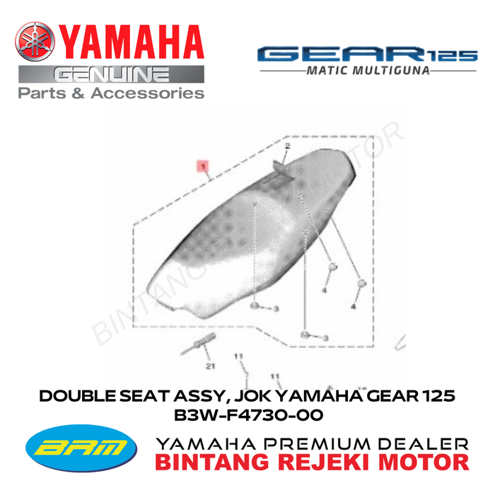 Gambar DOUBLE SEAT ASSY, JOK YAMAHA GEAR 125 B3W-F4730-00 dari Yamaha Bintang Rejeki Motor Kab. Bandung Tokopedia