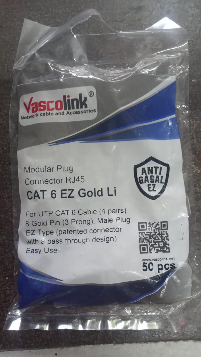 Gambar Jack rj45 cat 6 / jek rj45 cat6 anti gagal vascolink jack lan internet dari Cengli Store Kota Surabaya Tokopedia