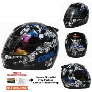 Helm JPN Fullface MotoGP Motif Comic SNI Model Tanduk