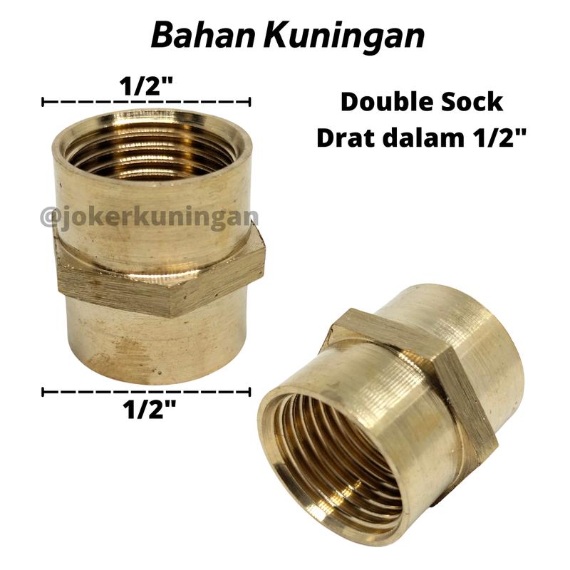 Double sock kuningan / dobel sok nepel kuningan DD 1/2 x DL 1/2 0