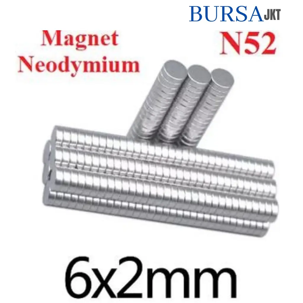 MAGNET SUPER KUAT N52 NEODYMIUM N52 BULAT STRONG NdFeB 6 x 2 MM ( MIN 2 PC )