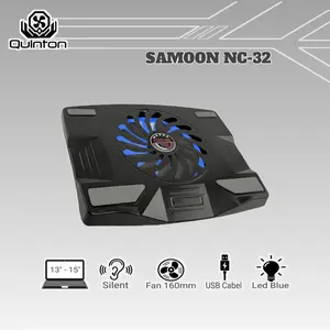kipas laptop QUINTON type samoon 1 big fan 16cm warna hitam Led Biru Plastik - untuk laptop 14 inch