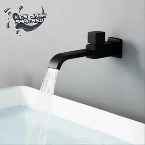 Kran wastafel dinding | keran spoud bathub kuningan hitam Black dingin
