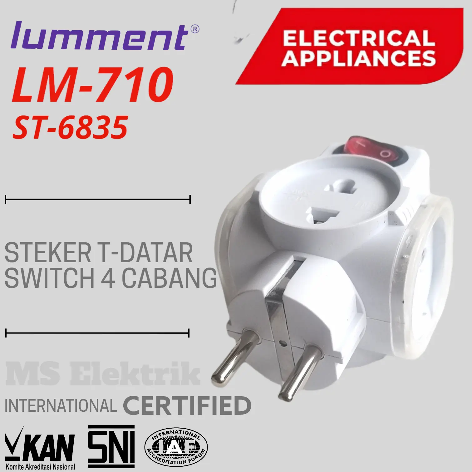 Steker T Datar / Buntung + Saklar/ Switch Merk LUMMENT