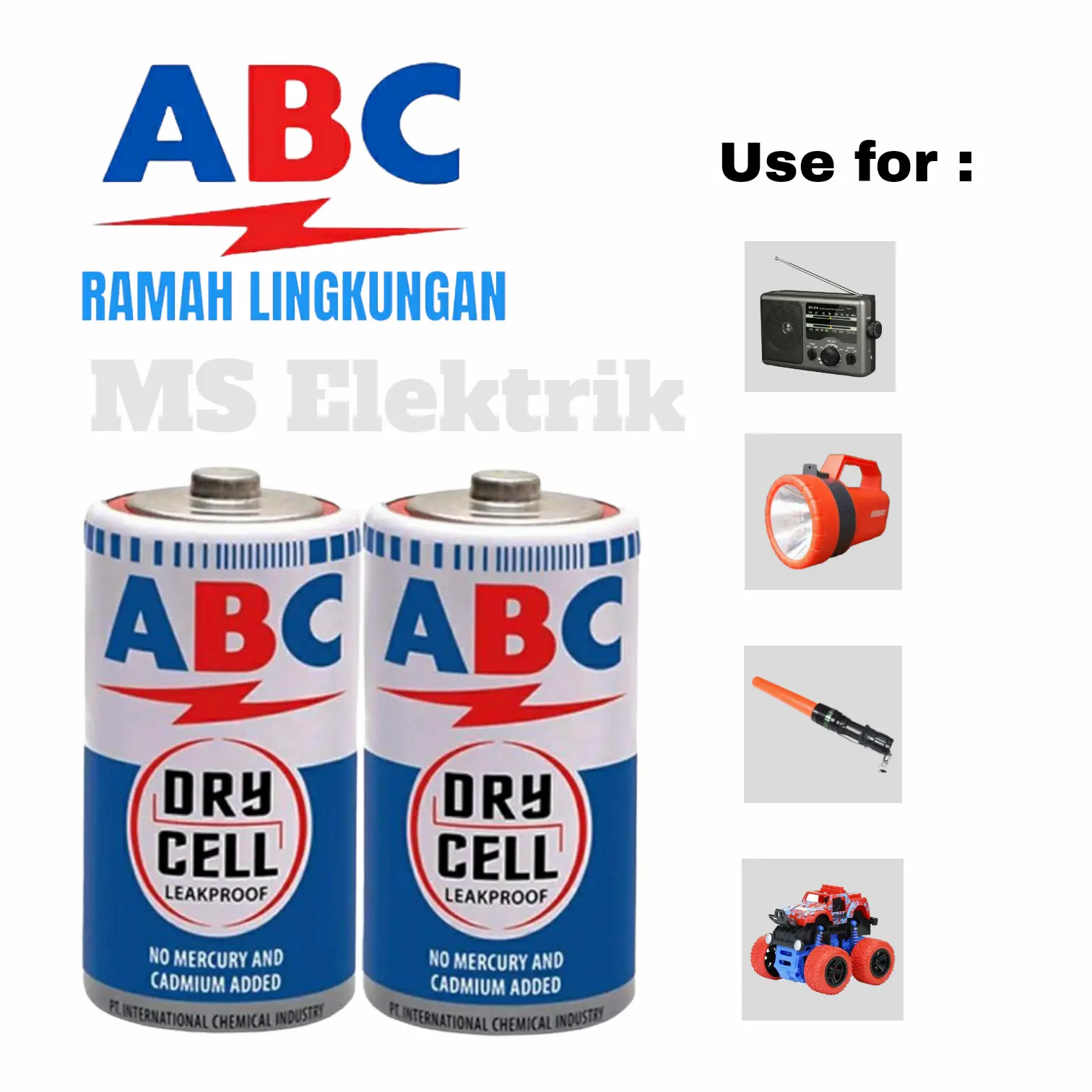 2 pcs Baterai / Batrai / Batre ABC Biru Ukuran Tanggung R14 / Type C