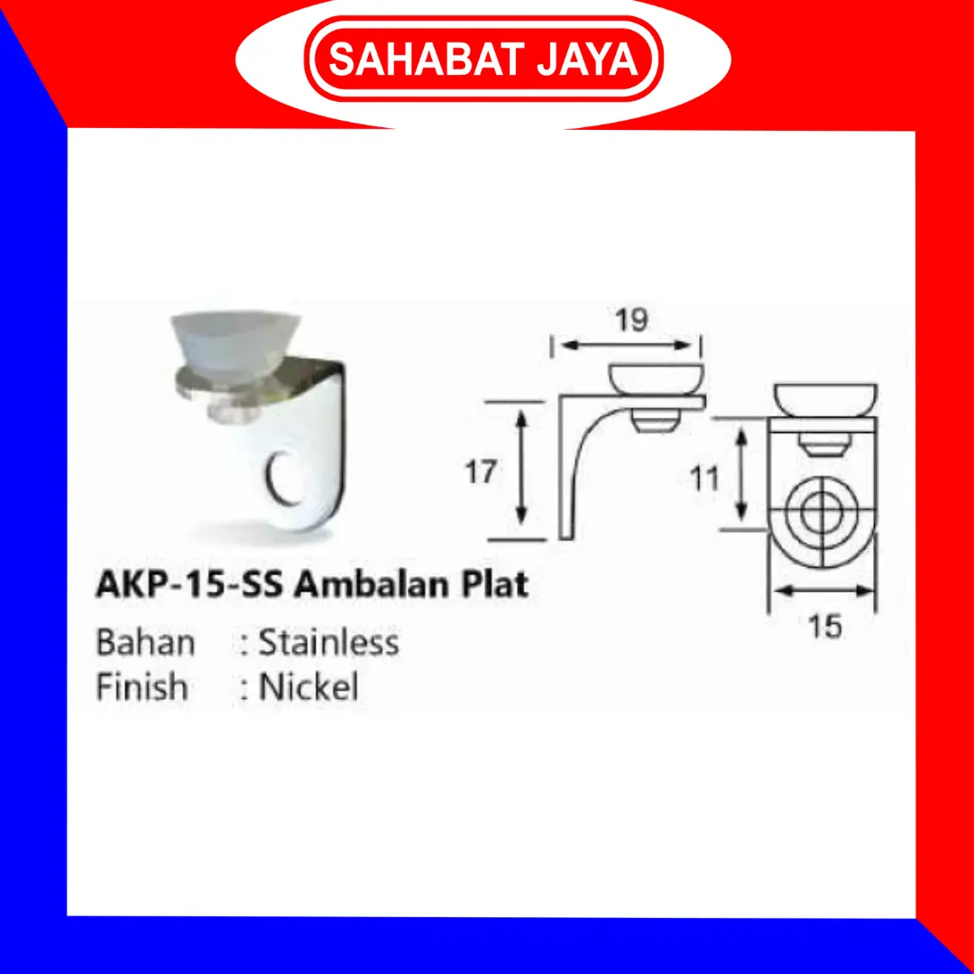 Ambalan Siku L untuk Lemari Kayu/Tatakan Kaca AKP-15mm SS Stainless