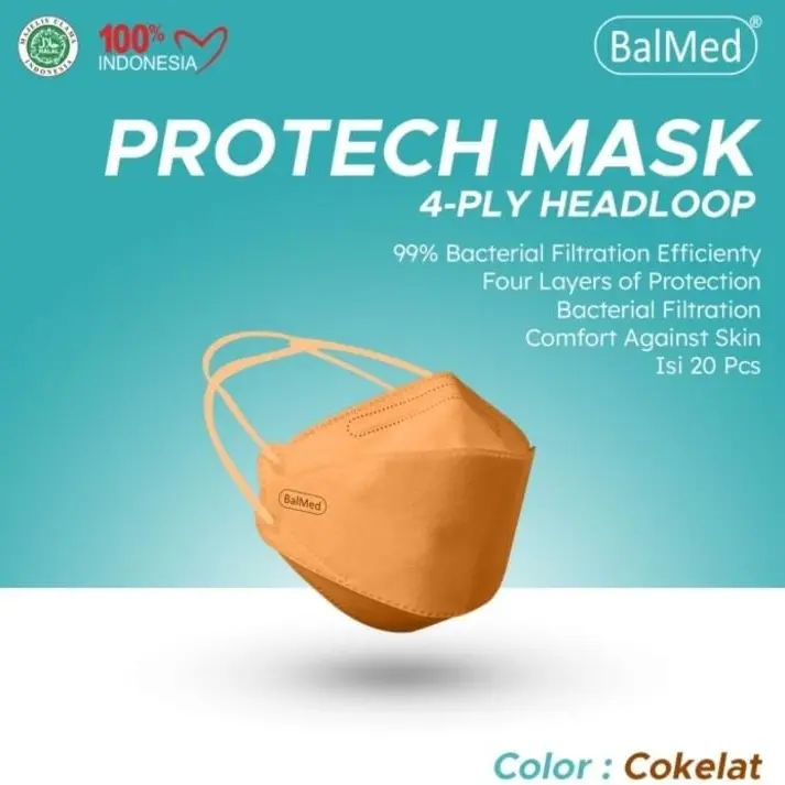 Masker KF94 BalMed 4 Ply Headloop Medical Face Mask Hijabers, 99% BFE