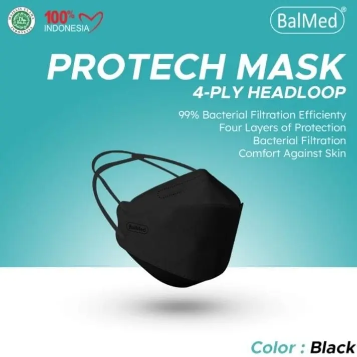 Masker KF94 BalMed 4 Ply Headloop Medical Face Mask Hijabers, 99% BFE