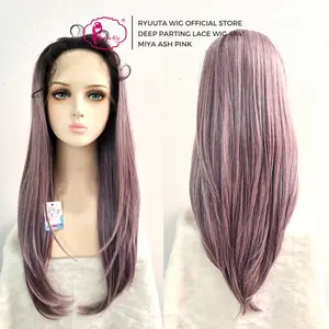 Half Lace Wig Free Parting RYUUTAWIG Deep Part Miya Ash Pink