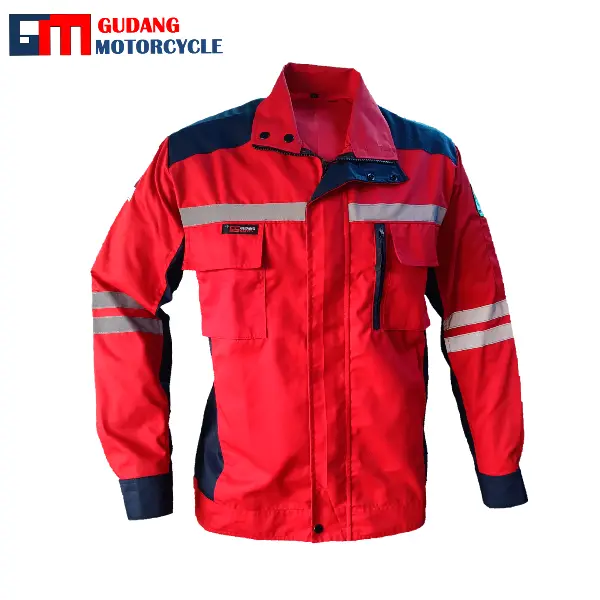 Baju Safety Lengan Panjang Modis dan Keren Merah Navy