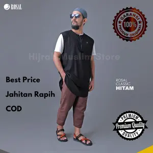ROSAL Rompi Sholat Bahan Kaos Oblong Zipper Jumbo Rompi Shalat Kaftan