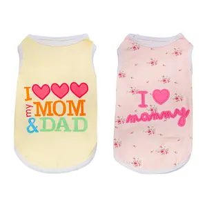 Pet vest kaos tanpa lengan anjing kucing love mommy and Dad
