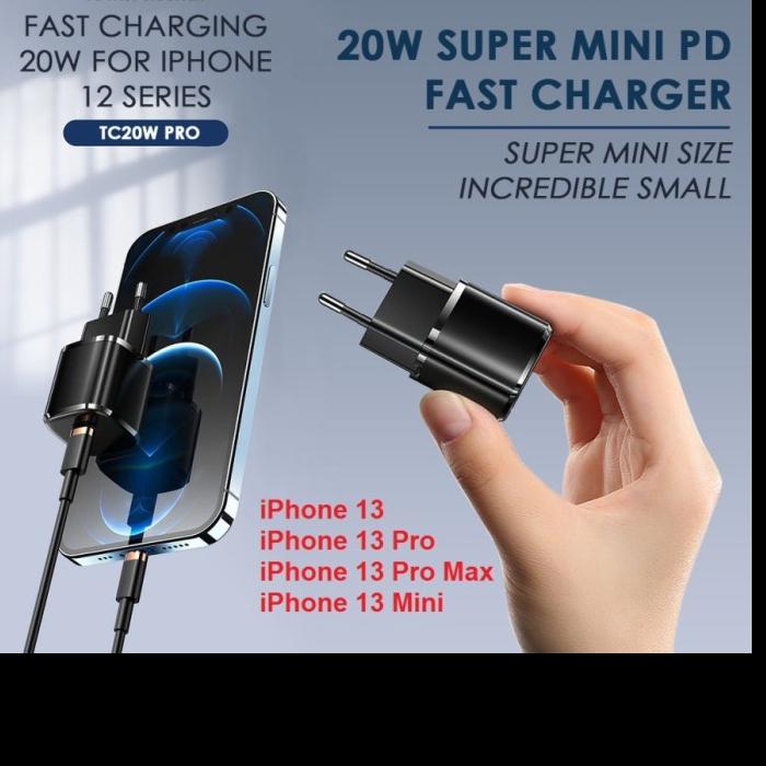 Gambar iPhone 13 Pro Max Ultimate Adapter Super Mini 20W PD Fast Charging - H - Putih dari PusatProductOriginal Kota Administrasi Jakarta Pusat Tokopedia
