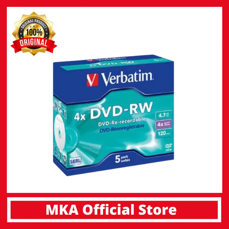 Verbatim DVD-RW 4.7 GB 4x Single Pack - 5 Disc Pack 43285 0