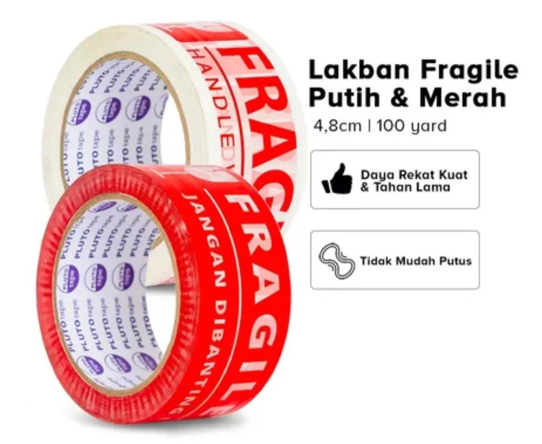 Lakban Fragile 2 in 1 ( 2 warna ) 48 MM x 100 yard
