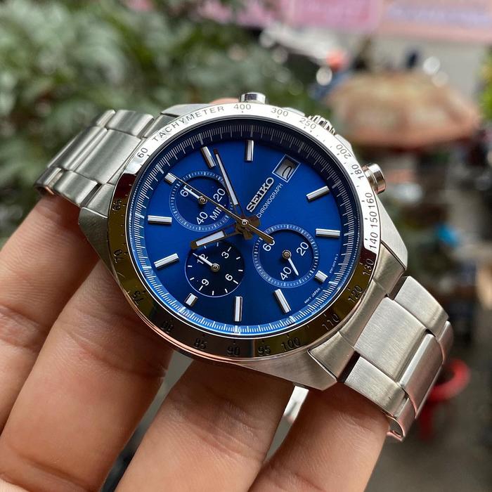 Jual Seiko 8T67-00C0 Chronograph Blue Dial Quartz Movement - Kota