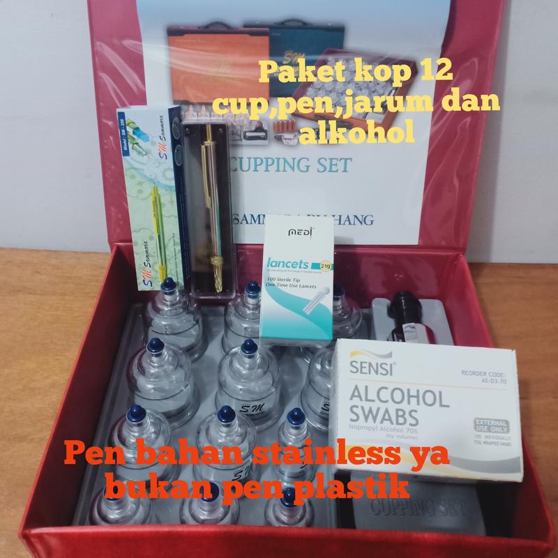 alat kop bekam sammora 12,pen, lancet, alkohol 0