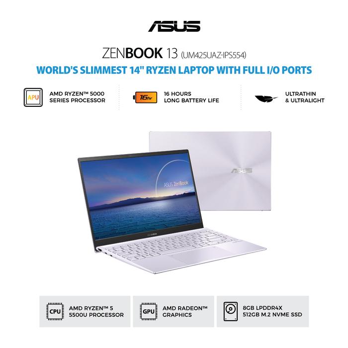 Gambar ASUS ZenBook 14 UM425UAZ-IPS554/R5-5500U/8GB/512GB/AMD Radeon dari Techno Computer Bali Kota Denpasar Tokopedia