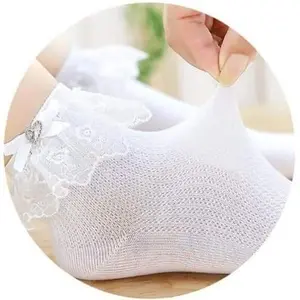 Kaos Kaki Renda putih polos isi 4 pasang anak perempuan cewek remaja Girl SOCKS