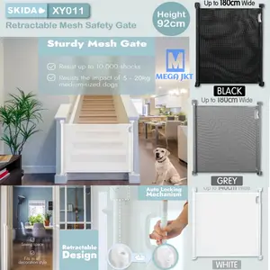 SKIDA Retractable Mesh Safety Gate XY011 Pagar Pengaman Bayi & Hewan Peliharaan 92cm x 140cm/180cm Anti Shock Double Lock to Open Auto Retractable Design