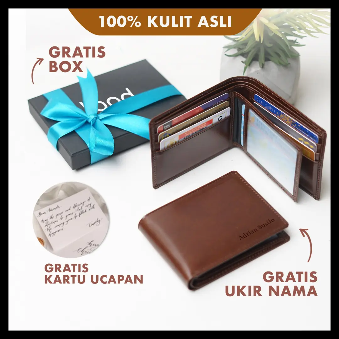 DOMPET PRIA KULIT ASLI AZURE WALLET Hitam Uang