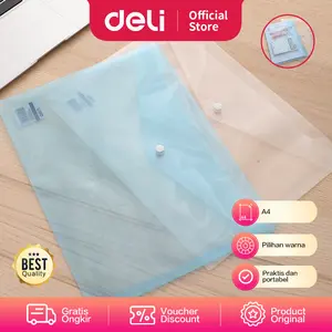 Deli File Bag / Map Plastik Kancing / Tas Map Plastik A4 Anti Air 8308